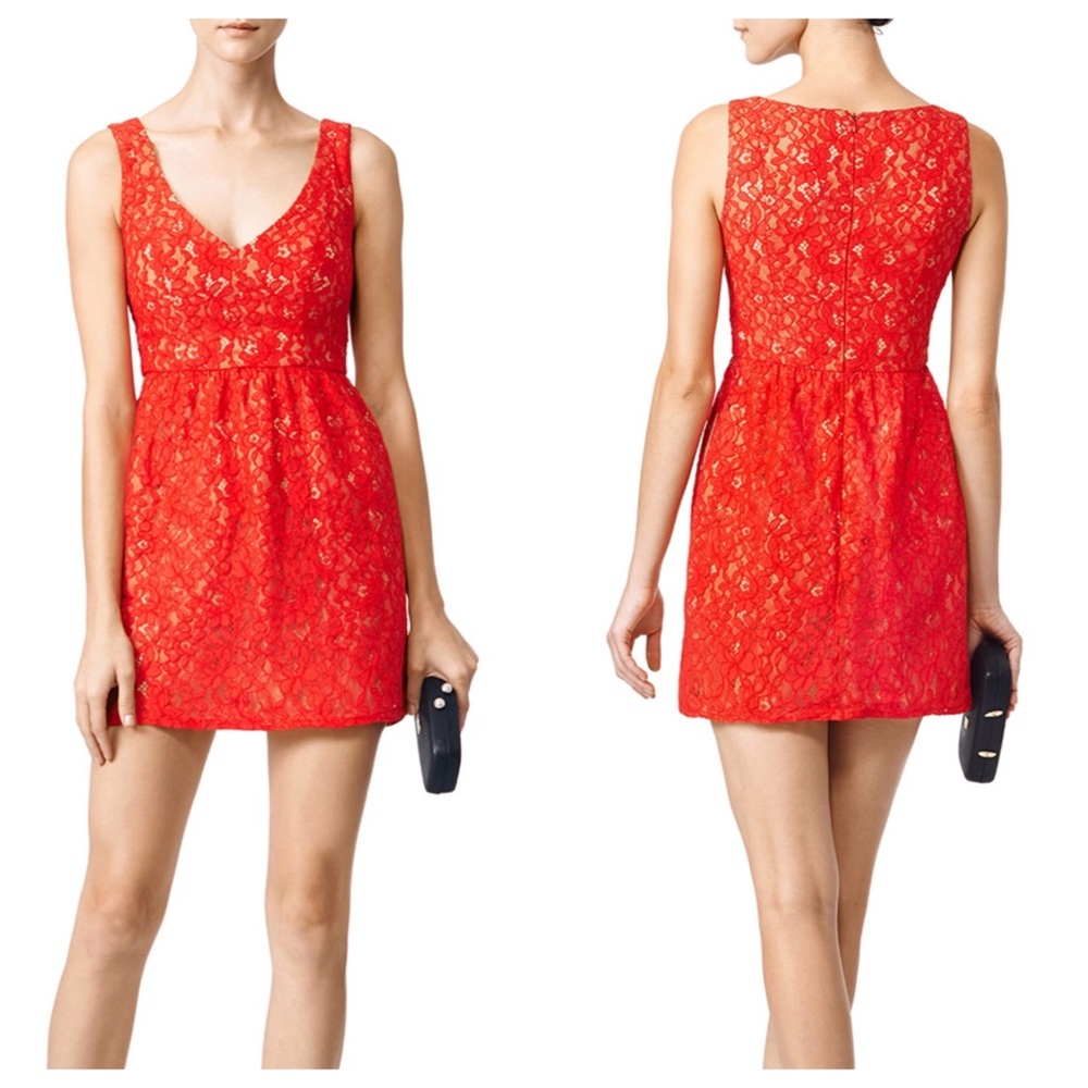 Shoshanna Red Lace Dress